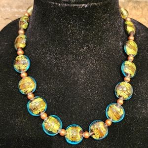 New Stunning Multi-Color Glass Stone Necklace